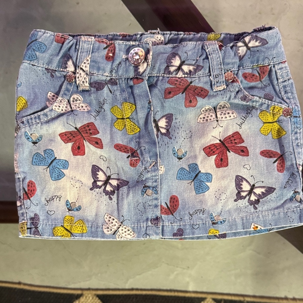 Butterfly Print Denim Skirt for Kids